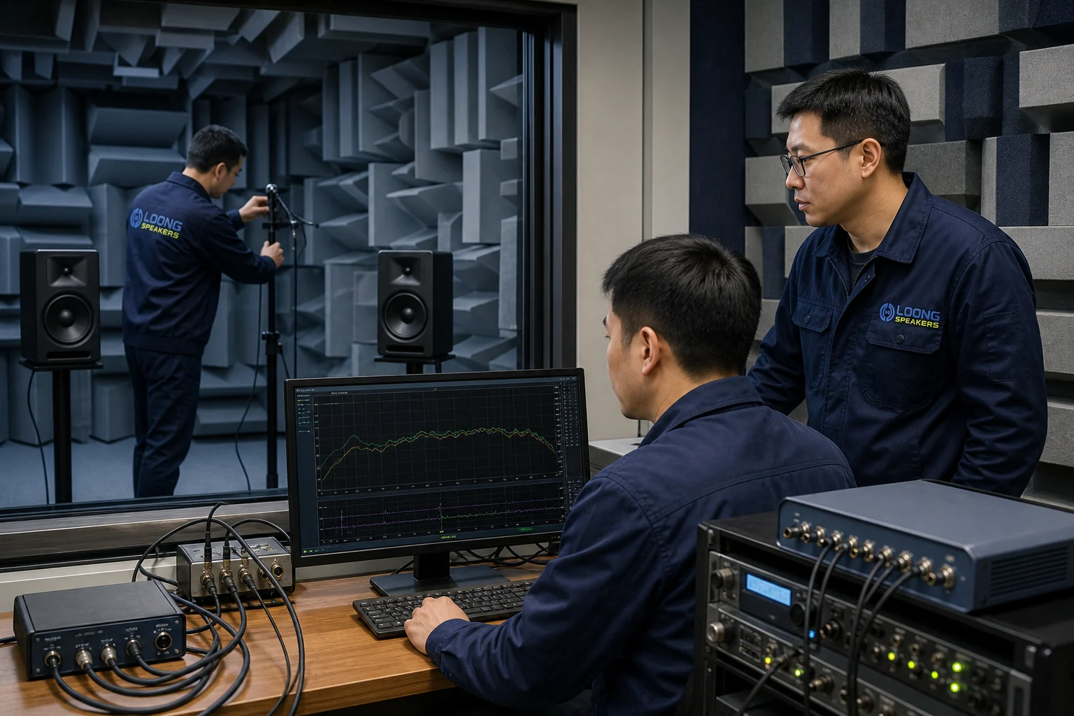 Measurement and listening tests at the China Loong speaker factory