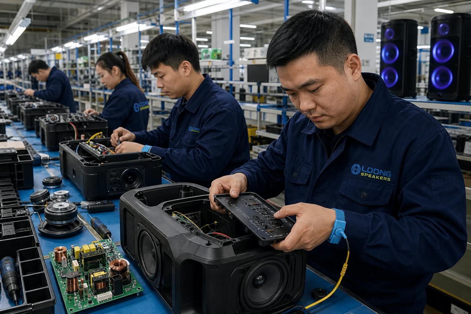 Electronics integration at the China Loong speaker factory
