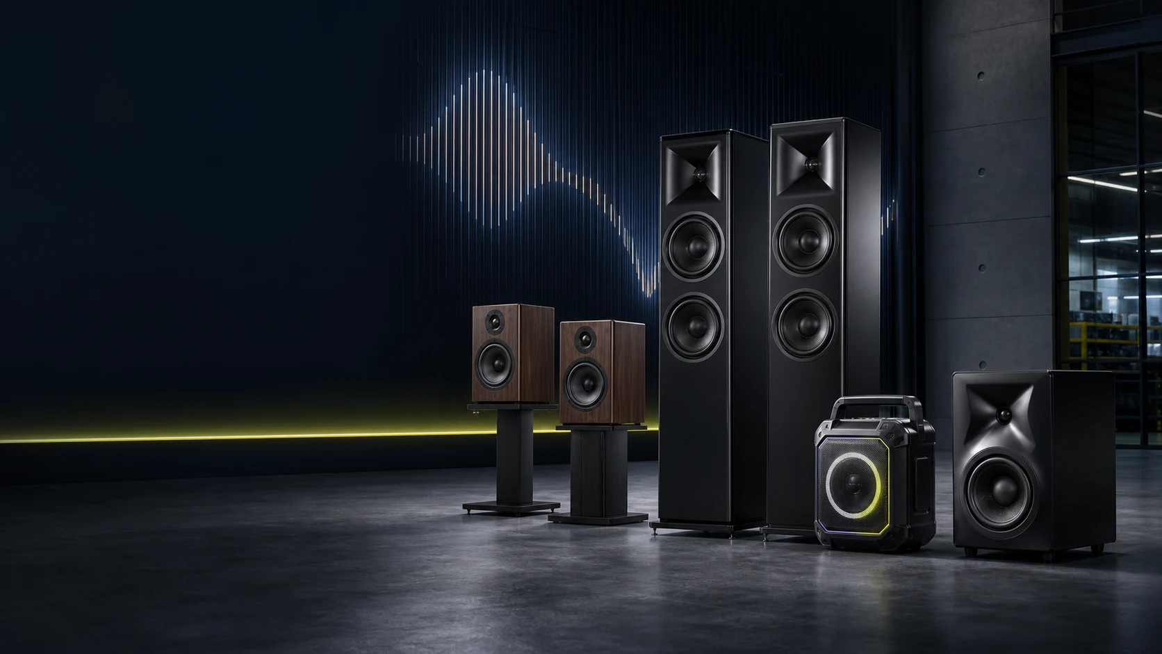 China Loong speaker product portfolio in a premium acoustic studio