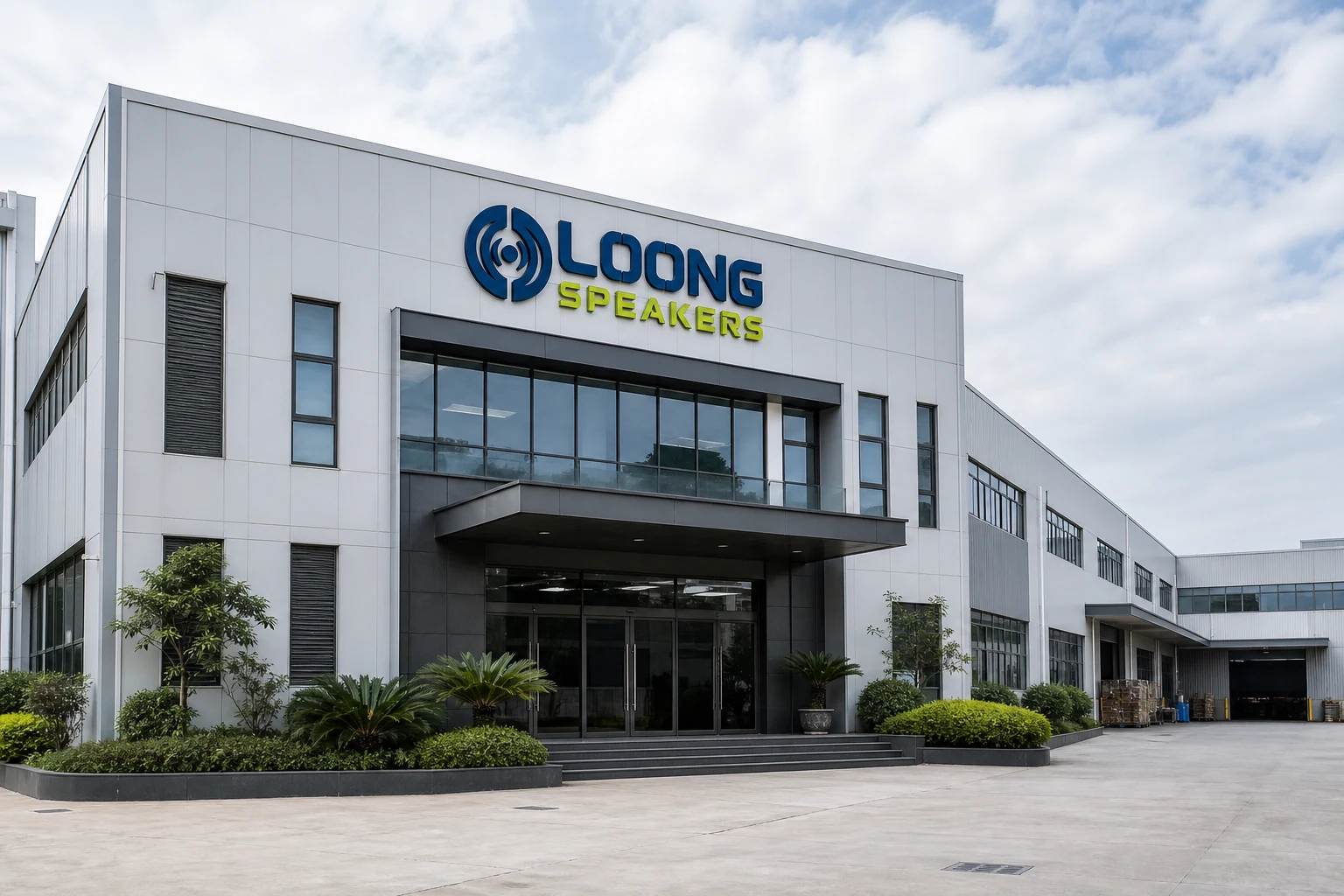 LOONG Speakers manufacturing facility exterior in China