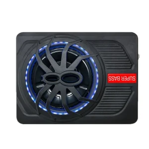 10″ Ultra-Thin Powered Car Subwoofer 7-Color LED Under-Seat Bass Speaker for Auto Audio Upgrade Modification