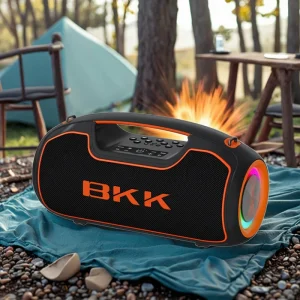 100W Portable Bluetooth Outdoor Speaker with RGB LED Light Waterproof Boombox for Parties Featuring Microphone Alarm