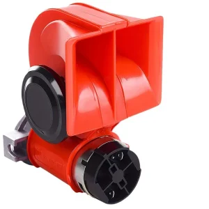 12/24V Red Square Mouth Snail Air Pump Horn Motorcycle Truck Modification Car Audio Speaker Aluminum Material