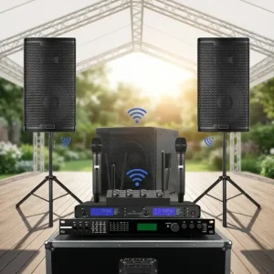 12″ Wooden Professional Wireless Subwoofer and Speaker Combo for Outdoor Performance