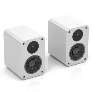 120 Watt Home Theater Bookshelf Speakers Hi Res Audio with Deep Bass Response Supports AUX Fiber Optic Coaxial ARC USB