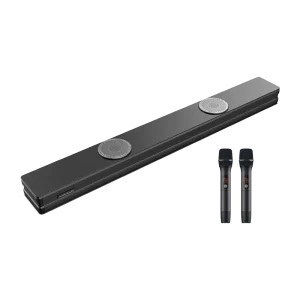 120W All in One TV Soundbar with Built in Dual Subwoofers Wireless Microphone Home Theater System for Karaoke
