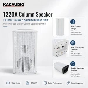 1220A 15 Inch 500W Aluminum Bass Amp Public Address System Column Speaker for Office