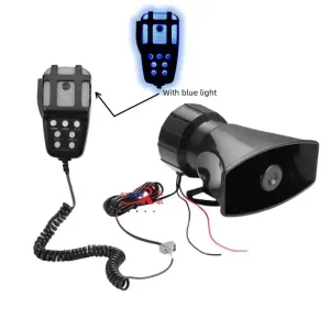 12V 100W 7 Sound Blue Flashing Car Speaker Electronic Siren Loud Car Warning Motorcycle Alarm Fire Siren Horn Speaker With Light
