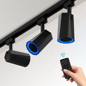 12W Track Light Speaker with 2-Wired, 3-Wired, 4-Wired Track Rails for Shop, Room, Outdoor