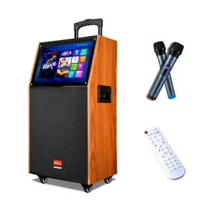 15 Inch LCD Touch Screen Portable Trolley Speaker Home Video Karaoke Speaker