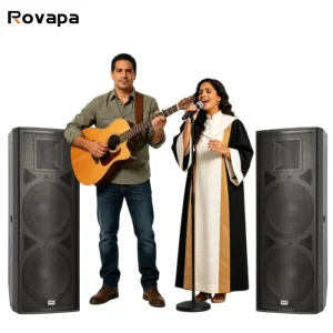 15 Inch Wooden Cabinet PA Speaker 2×15 Woofer 1.75 HF Driver 600W RMS 1000W Peak 98dB 4 Ohm MDF Enclosure