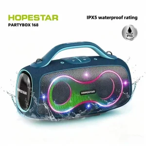 168 400W Portable Speaker Dual Wireless Microphones IPX6 Waterproof 10000mAh Battery RGB Lights Outdoor