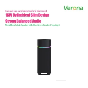 16W Cylindrical Speaker with RGB Light IPX4 Waterproof Enhanced Bass Button Control Battery for Home Outdoor Use