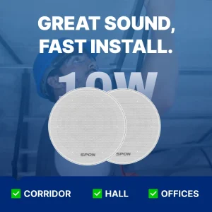 2 Way Communication Built in Amplifier IP SIP PoE Ceiling Speaker with 100dB SPL