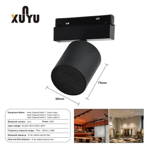 2-Wire Magnetic Track Lighting Speaker 48V Low Voltage Music Sync LED Rail For Residential Home Commercial Lighting