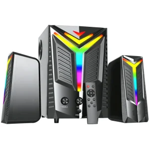 2.0 Channel RGB LED Gaming Speakers with Remote Control High Bass Computer Desktop Audio for PC Gamer Home Theater