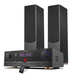 2.0 Stereo Floor Standing Home Theater Sound System HIFI Tower Aluminum Alloy Metal Speaker Set Amplifier Combination
