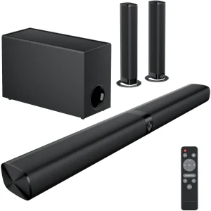2.1 2-in-1 TV Soundbar 120W Home Theater Surround Sound System for TV PC Projector Wall Mountable
