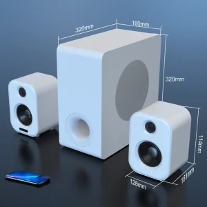 2.1 Gaming Speakers 120W 6.5 Inch Subwoofer AUX USB Inputs Apt-X Supported 300W Max Power for Home Audio