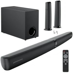 120W Wireless Subwoofer 2.1 TV Soundbar BT Speaker Home Theater Soundbar for TV with ARC OPT AUX BT Connections