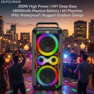 200W High Power Rooftop Speaker PT21-3 Dual 166mm Woofer 48000mAh Massive Battery For Night Party