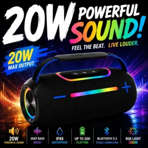 20W Portable Wireless Waterproof Speaker With Compact Design and Stereo Sound Caja Misteriosa