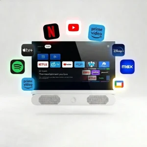 24″ Portable Smart Google TV Official License Net Flix White Smart TV 10000mAh Battery for Outdoor Camping RV Truck