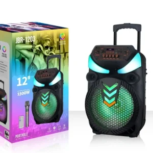 2x 12 Inch Engineering Plastic Outdoor Speakers for 1 Wireless Microphone 2400mAh Battery Colorful Lights