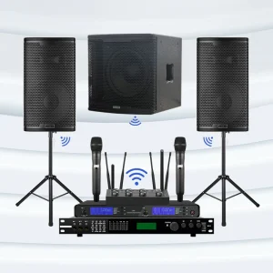 3 Piece 12″ Wooden Active Subwoofer for Speaker System for Professional Karaoke and Party Use