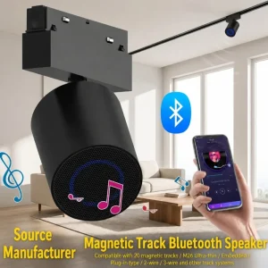 3 Wire Magnetic Track Light Audio Speaker Music Rhythm LED Rail System For High End Hotel Lobby And Project Lighting