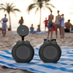 3 in 1 Speaker Phone Stand RGB Light Wireless Induction Audio Built-in Microphone Outdoor Bank Desktop Holder USB DC