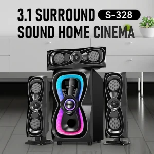 3.1 4 Channel Home Theater System Speaker with RGB Light Audio Speaker for Family TV Karaoke Home Daily Use