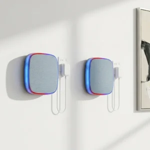 30W Wall Mounted Speaker RGB LED Speaker with USB AUX Home Theater Hanging Speaker Q18 for Bedroom Living Room