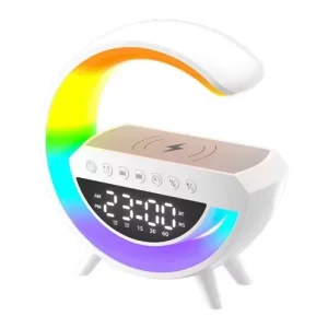 3401Big G MQ Mini Wireless Charging Audio Speaker Alarm Clock Ambient Light Desktop Sound System Multifunction