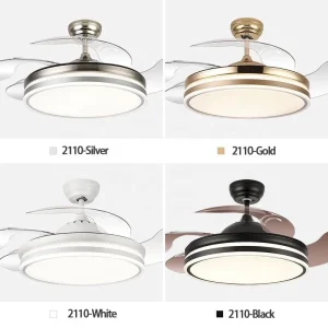 36/42/48 Inch Smart LED Bladeless Ceiling Light Lamp Fan with Remote Control Switch and Speaker