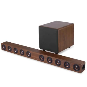 39.5-Inch TV Sound Bar with Subwoofer 2.1 Soundbar for TV Coaxial Optical Aux USB TF Card with EQ Adjustable Surround Sound