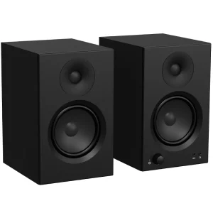 4 Inch Bass Audio Studio Monitors Z01 Black Studio Monitor Speaker 30WX2 Powered Bookshelf with Wooden Sound System