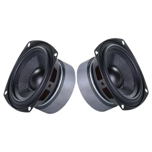 4 Inch Black Bookshelf Speakers with Dual Magnetic 4O 30W Aluminum Bracket 4 Inch Rubber Aluminum Basin