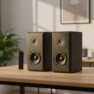 4 Inches Powerful Crystal Treble Bookshelf Speakers Full Range Audio Desktop Home Theater Systems with AMT Tweeter