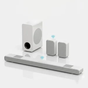 4.1 CH Wood Surround Sound TV Speakers Soundbar with Wired Subwoofer for Projector and 5.1 Home Audio System