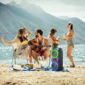 40W Active RGB LED Bluetooth Speaker Battery Operated for Home Theater Outdoor Parties Computer Mobile Phone