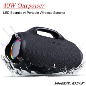 40W Super Boombox4 Portable Wireless Speaker With LED Lighting Speakers IPX5 Waterproof Handle Boombox for Home Gift Party Box