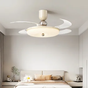 42 Inch Modern Decorative High Chandelier Led Retractable Ceiling Fan Lamp with Lights and Remote Control and BT Speaker