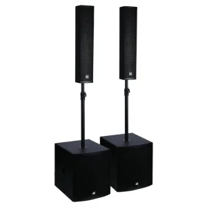4×5″ Column Speaker with Active 15 Inch Subwoofer Professional Audio Speaker Full Set Concert PA Sound Speakers System for Party