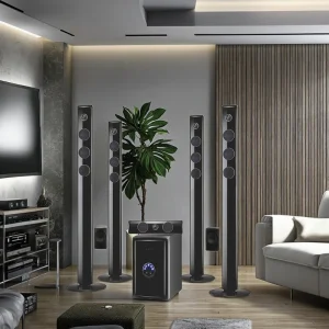 5.1 Home Theater System with RGB LED Lighting USB SD FM Radio Remote Control Speakers for Computer Use