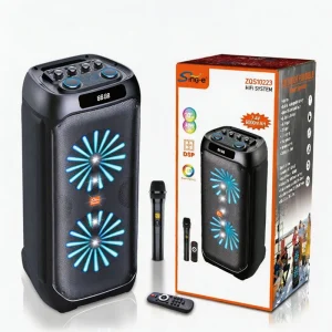 50W High Power Built In Battery for Speaker Karaoke Microphone Home Theater Outdoor Dual 10inch RGB Speakers Party Sound