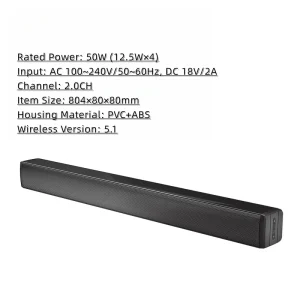 50W TV Soundbar Speaker S7 Home Theater Speaker 3 EQ Modes AUX USB ARC Optical Coaxial Ports Party for 5.1