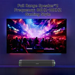 5W RMS Soundbar Gaming Speaker with RGB Lights on the Side Type C Powered Compact Size Speaker BT Connection