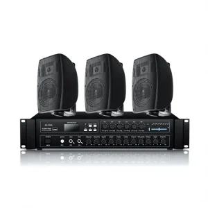 6 Zone Mono PA System Set 100V 350W-1000W Mixing Amplifier Remote Control 5.25/6.5 Inch Wall Mount Speakers for Mall School