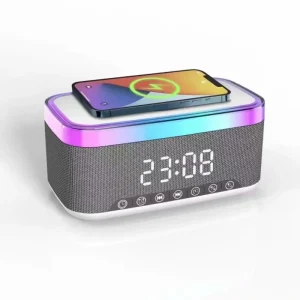 6-in-1 Portable Wireless Charging Desk Lamp BT Speaker with Night Light and Alarm Clock WJ-A205